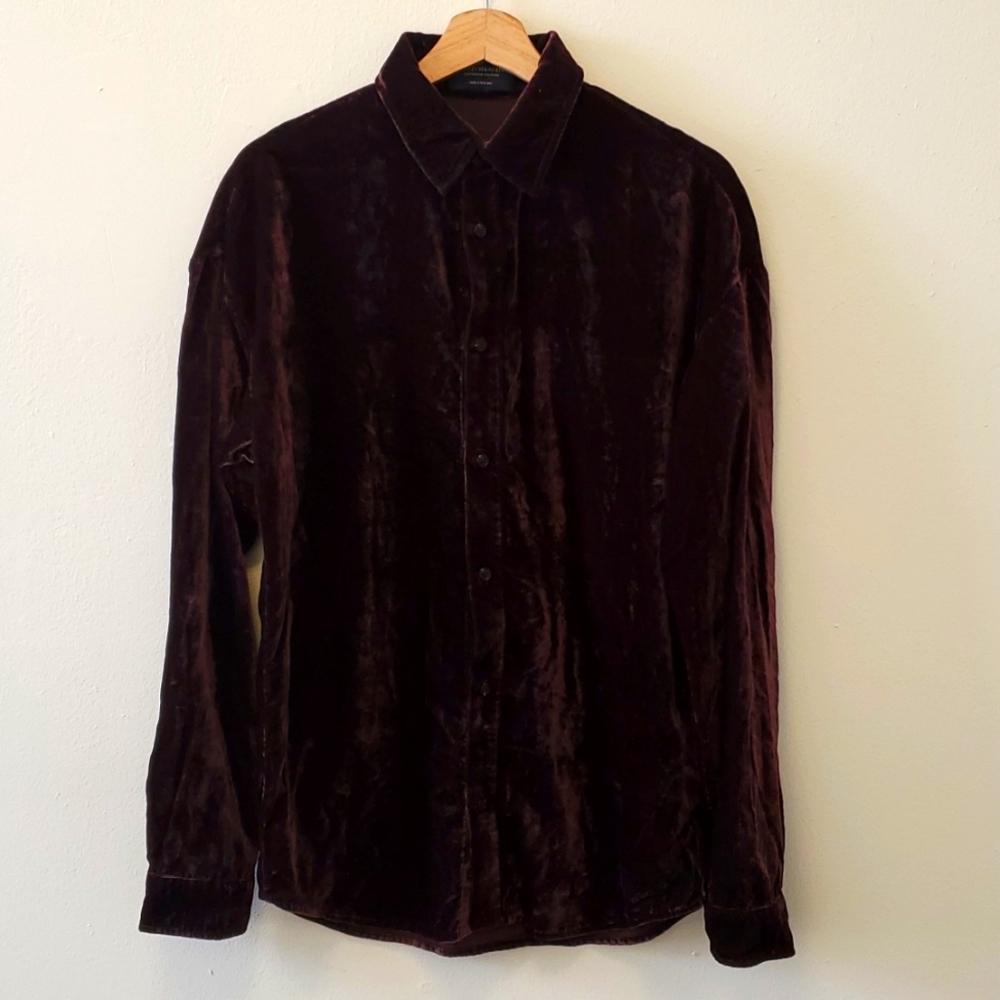 Scotch and Soda crushed velvet button up - size Small